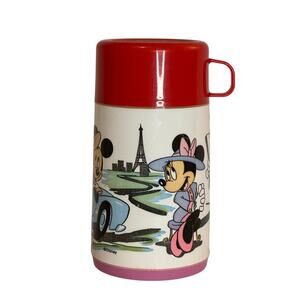 Vintage 80s Disney Mickey & Minnie Paris Thermos by Aladdin - Complete